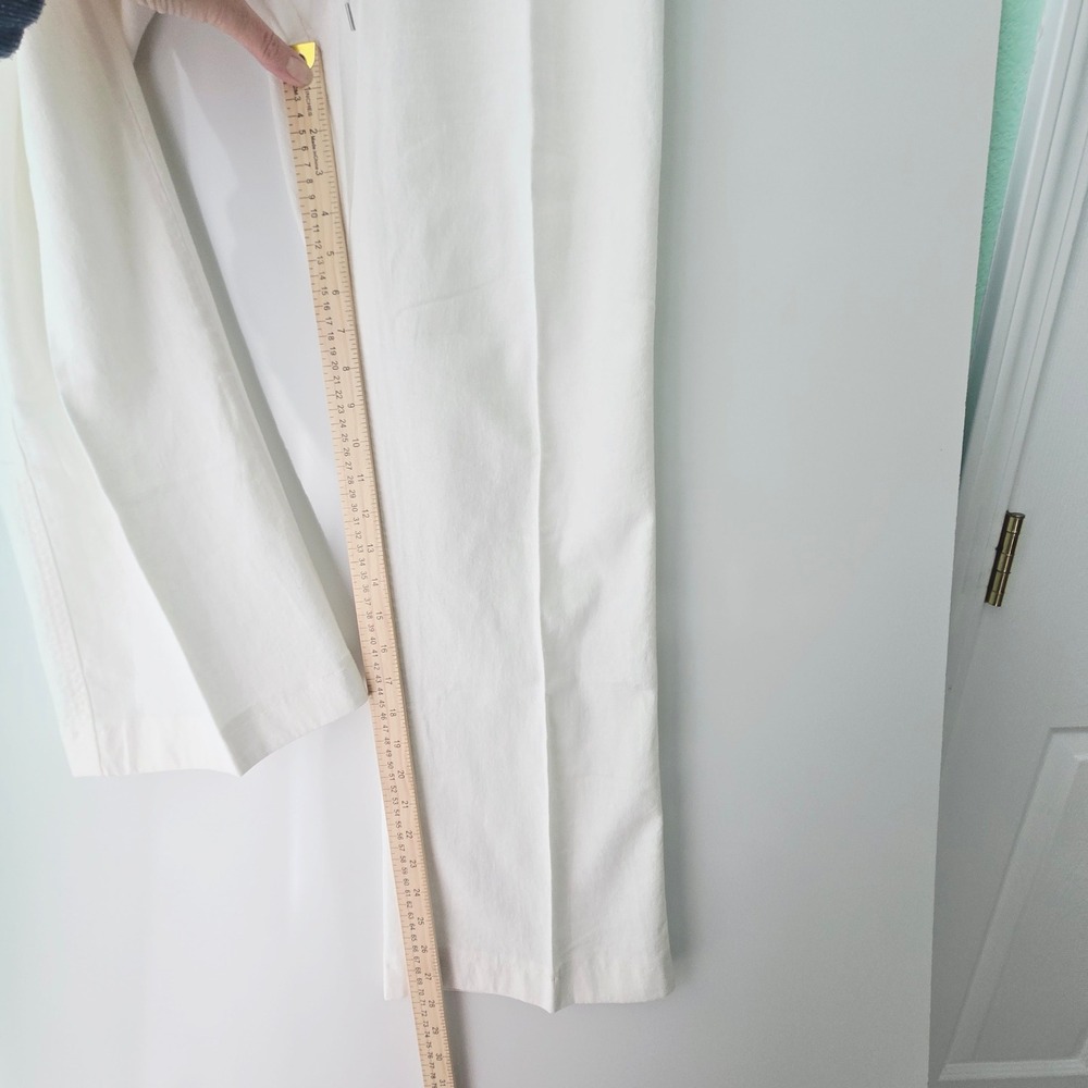 Cavalini White Linen Blend Wide Leg Smocked Waist Drawstring Pants Large Beachy - Picture 7 of 11